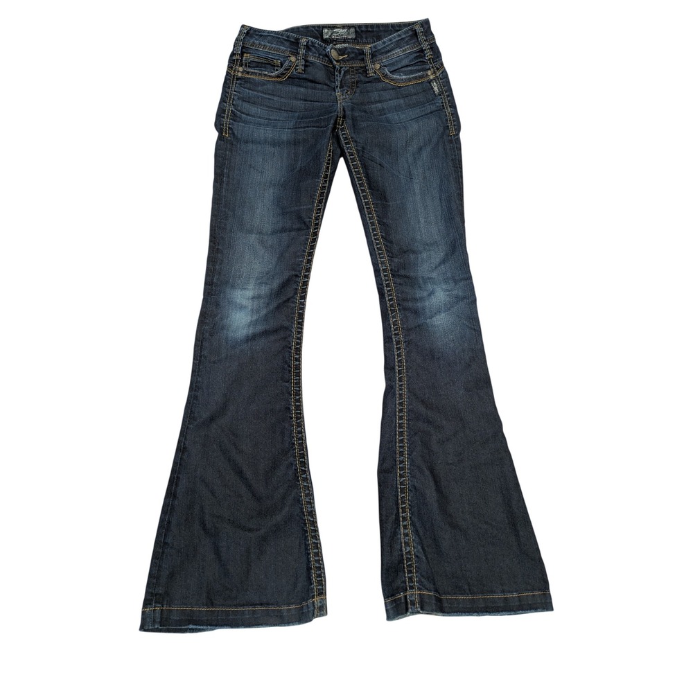 Silver Jeans Co Camden Rose Bell Flare Jeans Dark Wash Low Rise Blue W26 L33